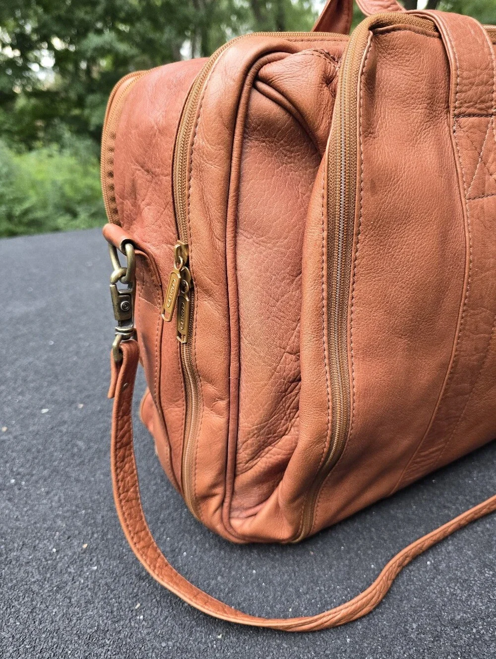 Vintage Leather Duffel Bag Weekender By CORTEZ Made In Colombia Saddle Color